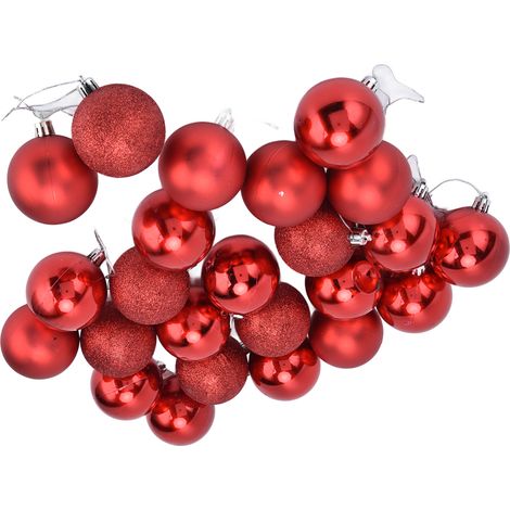 Lot de 24 boules de Noël rouges 6cm pour décoration sapin, ornements de fête (1/5)