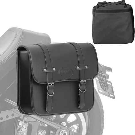 Seiten-Satteltasche - Chopper - Kunstleder - 17 L - Schwarz, 2 mm Aluminiumplatte