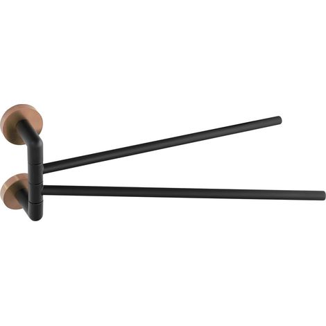 LARISSA porte-serviettes double 350mm, réglable, noir/cuivre mat (1/3)