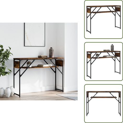 Estante de roble - vidaXL Mesa consola estante madera ingeniería roble humo 105x30x75 cm - Mesa de salón
