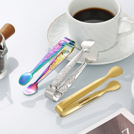 3 pinze per il ghiaccio, mini pinze da portata in acciaio inox 304, piccole pinze per lo zucchero (10 cm) per feste e bar (1/4)