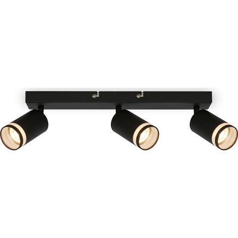 Plafonnier avec sortie de lumière latérale, orientable, GU10, plafonnier, lampe de salon, lampe chambre, cuisine, spot plafond, éclairage plafond, 40cm, noir (1/5)