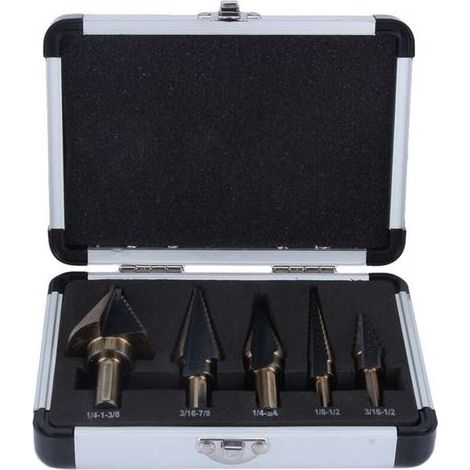 SJLERST 5Pcs HSS Forets étagé Mèche conique Trépan à redan kit Outil électrique avec Boîte range (1/5)
