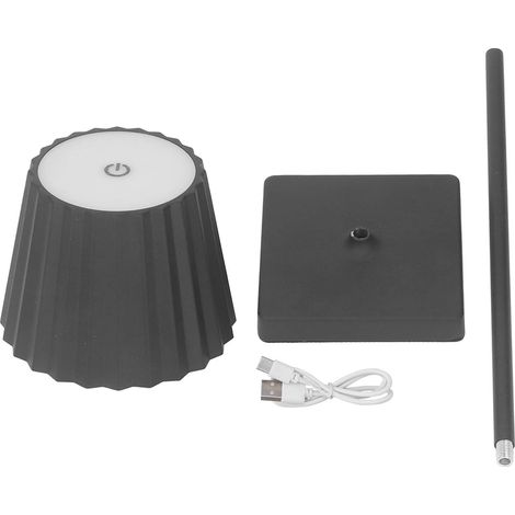 Lampe de table sans fil rechargeable LED à toucher, gradation sans palier, noir, pour chambre à coucher et salle à manger. (1/5)