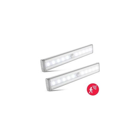 2er-Set LED-Möbelleuchten, batteriebetrieben, mit Bewegungsmelder, Schrankbeleuchtung, Wandleuchte, Vitrinenbeleuchtung, Nachtlicht mit Bewegungsmelder - Crezuo