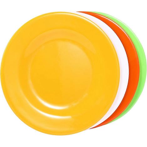 Assiettes plates de cuisine sécuritaires, ensemble de 4 assiettes plates colorées