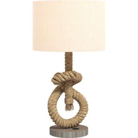 HOMCOM LED Nautical Table Lamp with USB Charging Port for Bedroom Living Room (1/5)