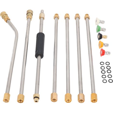 Nettoyeur Haute Pression Extension Lance 4000PSI Kit Nettoyage Gouttières avec 5 Buses pour Voiture (1/5)
