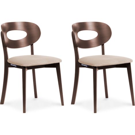KONSIMO Esszimmerstühl Gestell aus Massivholz 2-tlg "TANER", Beige, Stoff/Holz, Scandinavian, 47x80x45 cm (1/5)