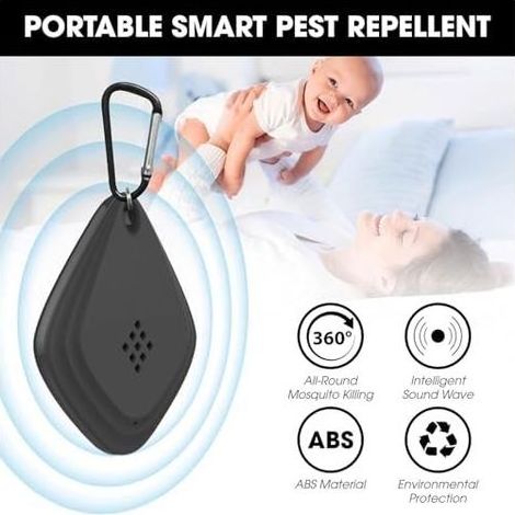 Répulsif Ultrasons Portable Anti-Moustique, Antiparasitaire Extérieur/Intérieur Contre Les Insectes, Efficace Mouches, Rats, Cafards, Rongeurs, Araignées -