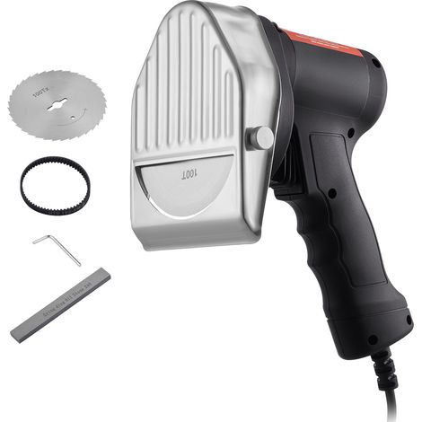 VEVOR Cuchillo Kebab Electrico 80 W, Shawarma Döner Kebab Cortador de Carne Turco Comercial de Acero Inoxidable, con 2 Cuchillas Diámetro 100 mm, Grosor Ajustable 0-8 mm, para Restaurante, Snack-bar