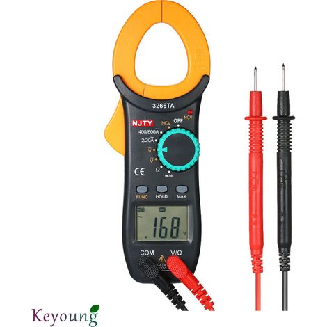 Digitale Stromzange Auto Ranging 2000 Counts DC/AC Strom Multimeter Strommessgerät für Spannung Strom Widerstand Kapazität Frequenz Durchgang Temperatur (1/5)