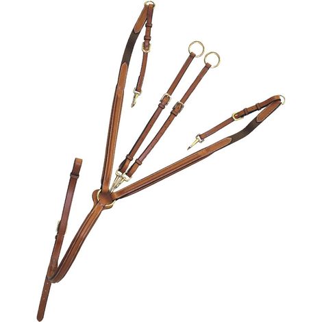 full, marrone: Pettorale in cuoio inglese Sedgwick fibbie ottone lucido inserti elastici foderato in pelle