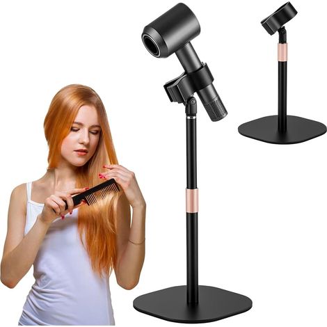 Support pour sèche-cheveux mains libres avec rotation à 360°, hauteur réglable pour une utilisation sur un plan de travail, idéal pour les personnes souffrant de raideurs aux épaules et d'arthrite (1/5)