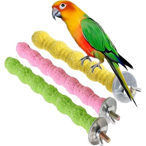 Perchoir pour perroquet, support pour cage, bâtonnet en bois naturel, grain grossier
