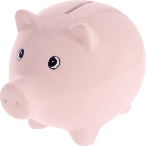 Tirelire cochon rose en céramique (1/2)