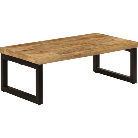 Table basse rectangulaire manguier massif clair et métal noir Grey (1/5)