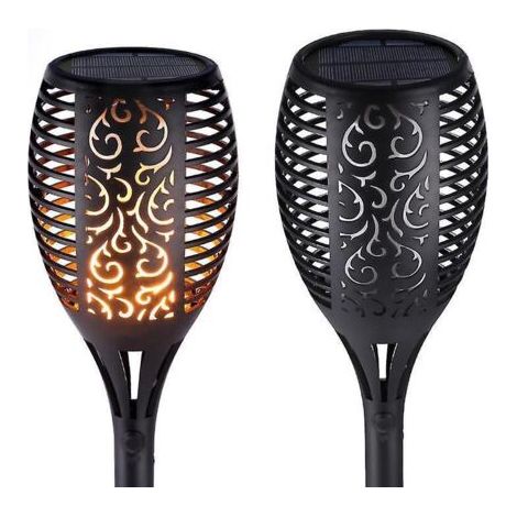 Outdoor Solar Flame Torch Lights, Decorative Pack of 2 Pieces Each, 33 LED Dancing Flame Torch Lamp, Landscape, Waterproof Outdoor (1/5)