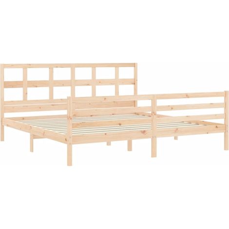 Bed Frame with Headboard 200x200 cm Solid Wood vidaXL (1/5)