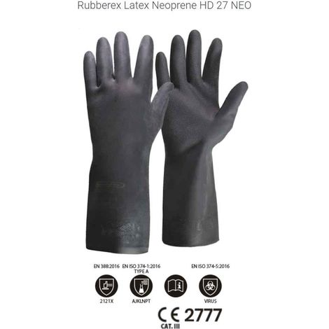 GUANTI ANTIACIDO RUBBEREX LatexNEOPRENE HD 27Neo  TAGLIA 8 M (1/2)
