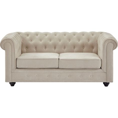 Canapé 2 places en tissu beige CHESTERFIELD (1/4)