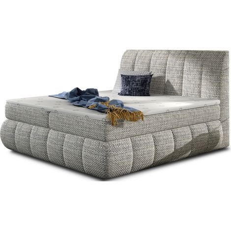 Lit continental tissu gris clair chiné Florencia-180x200 (1/5)