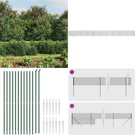 Cerca de alambre con pinchos de anclaje verde 2,2x25 m - Cerca verde - Cerca de acero