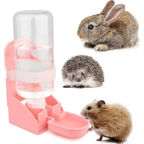 Biberon automatique 500 ml pour animaux domestiques, rose (1/5)