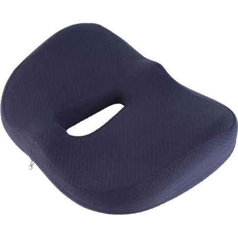 Coussin en mousse à mémoire de forme - FAFEICY - Ovale - Bleu Marine - Léger - Déhoussable (1/3)