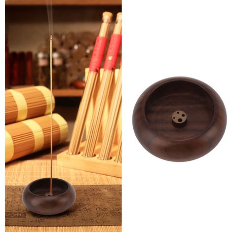 Porte Encens pour Baguettes Bois et Cuivre Petite Rondelle Aromathérapie Plaque pour Cérémonie du Thé Décoration Maison C [ Porte Encens ] [ Modèle C ] Bois Cuivre Mini 6.2cm (1/5)