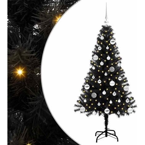 Sapin de Noël，Arbre de Noël avec 150 LED avec support Noir 150 cm PVC CFW25681 (1/5)