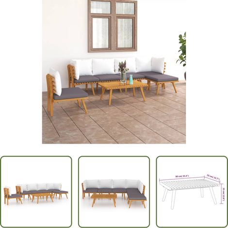 Holzsofa - 7-tlg. Garten-Lounge-Set mit Kissen Massivholz Akazie (1/5)