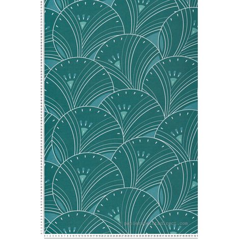 Papier peint Art Déco Bleu canard Villa Rosalie Lutèce
