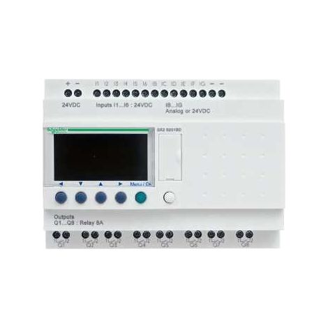 Relé programable compacto zelio logic - 20 e s - 100..240 v ca - reloj - pantalla - SR2B201FU