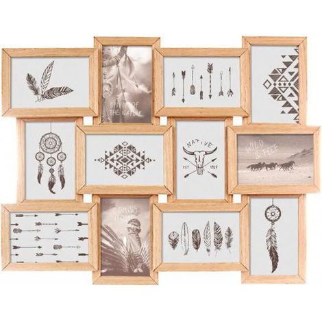 Cadre photo collage - pour 12 photos - 58 x 45 cm - bois - cadres photo (1/3)