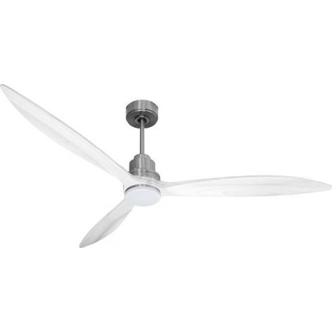 Tenerife - Super destratificateur et ventilateur DC 166 cm  Chrome pales bois blanc avec Lumière 30 à 60 m²