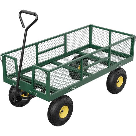 Chariot jardin 408 kg panneaux maille amovibles, roues 25,4 cm poignée 180° réglable ferme transport extérieur (1/5)
