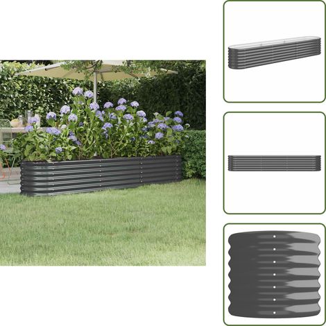 Hochbeet Pulverbeschichteter Stahl 224x40x36 cm Anthrazit - Hochbeet - Pflanzenbehälter - Gartenmöbel - Balkon Dekoration - Stahltank (1/5)