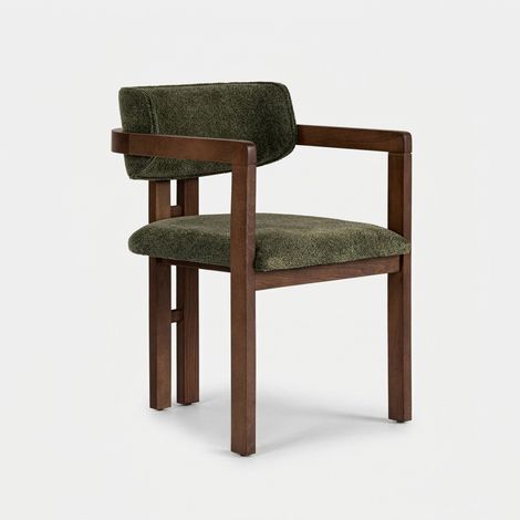 Designerstuhl aus Holz und Stoff für das Esszimmer, Toscana, Dunkle Nuss - Dunkel Grün (1/5)