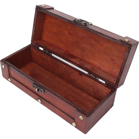 Coffret à bijoux rétro en bois avec fermoir en alliage, boîte de rangement antique pour colliers, boucles d'oreilles, montres (1/5)