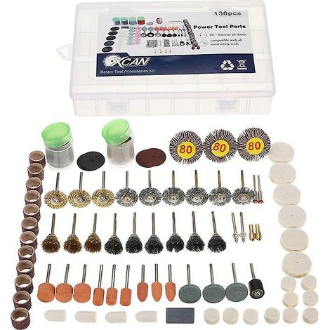 Kit d'accessoires pour outil rotatif multifonction de 133 pièces : meulage, polissage et perçage (compatible Dremel). (1/5)