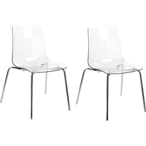 Conjunto de 2 sillas transparentes material sintético patas metal respaldo Silerton (1/5)