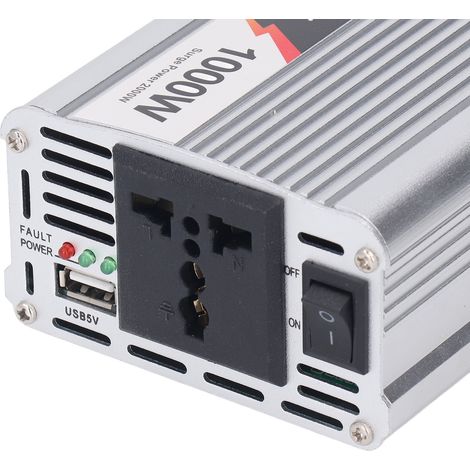 Convertisseur de puissance pour véhicule 1000 W avec interface USB, ventilateur de refroidissement silencieux, convertisseur CC 12 V vers CA 220-230 V (1/5)