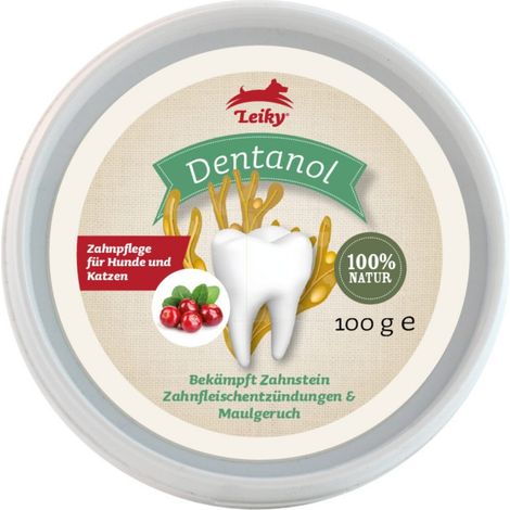 Dentanol  natürliches Ergänzungsmittel zur Bekämpfung von Zahnstein bei Hunden und Katzen 100g  Leiky (1/3)