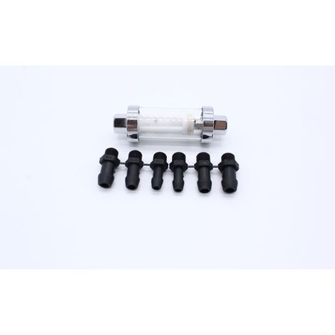 Conexiones universales de 3/8", 1/4" y 5/16", filtros de combustible en línea reutilizables de vidrio cromado