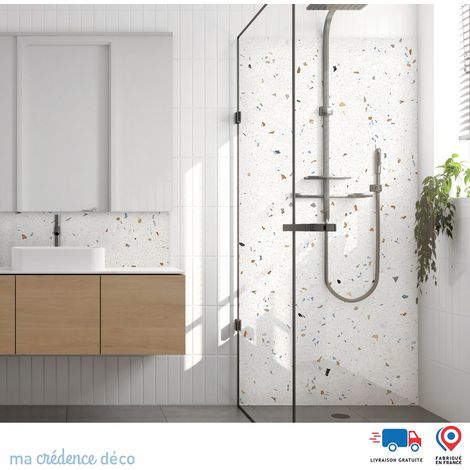 Panneau de douche : Terrazzo coloré di Bioggio 2 - Couleur Couleurs pales - Alu composite - 100 - 245 (1/3)