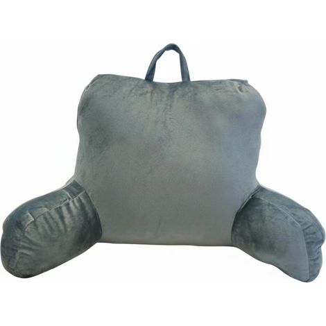Lesekissen fürs Bett, Rückenkissen, Armlehnen, ergonomische Rücken- und Nackenstütze, weiche Füllung, Tragegriff, ideal zum Lesen, Serie, Schlafzimmer, Wohnzimmer, Rauchblau (1/5)
