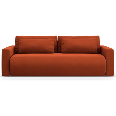 Canapé convertible + box 3 places en velours auburn (1/5)