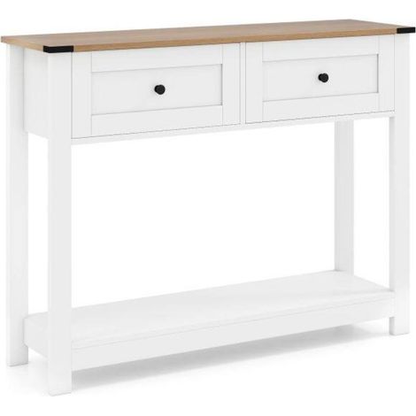 Pour Entrée Salon et Couloir Table Console Étroite Meuble d'Appoint 2 Tiroirs Style Rustique Bois (1/5)