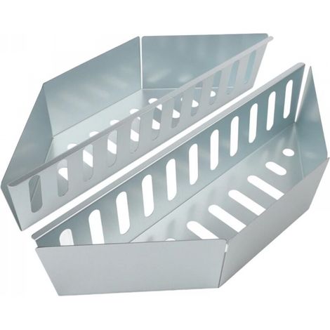 Lot de 2 paniers à charbon en acier inoxydable pour barbecue bouilloire, gestion de la chaleur, support de copeaux de bois, méthode de cuisson indirecte, accessoires de barbecue, outils de-37.4cm (1/5)